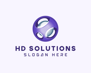 3D Purple Futuristic Sphere logo design