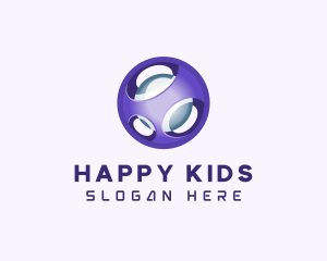 3D Purple Futuristic Sphere logo design