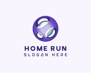 3D Purple Futuristic Sphere logo design