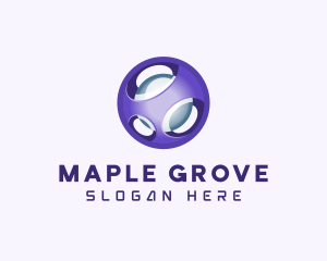 3D Purple Futuristic Sphere logo design