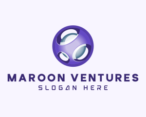 3D Purple Futuristic Sphere logo design