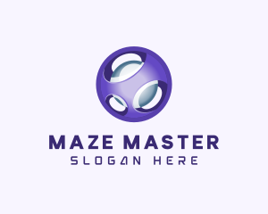 3D Purple Futuristic Sphere logo design