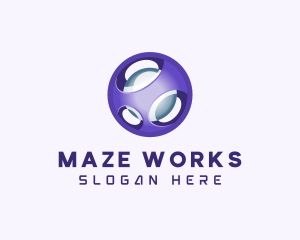 3D Purple Futuristic Sphere logo design