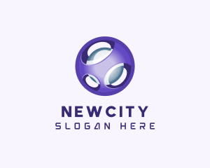 3D Purple Futuristic Sphere logo design