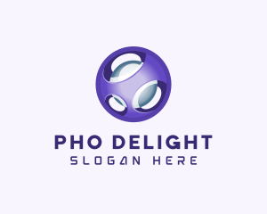 3D Purple Futuristic Sphere logo design