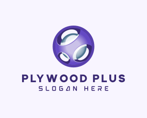 3D Purple Futuristic Sphere logo design