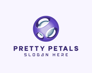 3D Purple Futuristic Sphere logo design