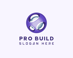 3D Purple Futuristic Sphere logo design