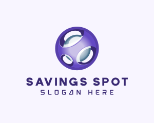 3D Purple Futuristic Sphere logo design