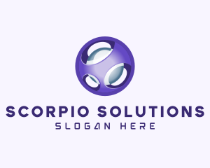 3D Purple Futuristic Sphere logo design