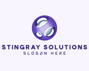 3D Purple Futuristic Sphere logo design