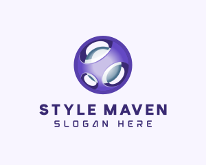 3D Purple Futuristic Sphere logo design