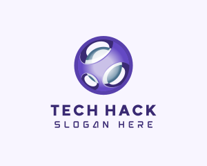 3D Purple Futuristic Sphere logo design