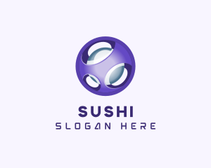 3D Purple Futuristic Sphere logo design