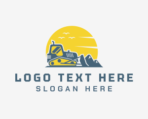 Trencher - Sun Mountain Bulldozer logo design