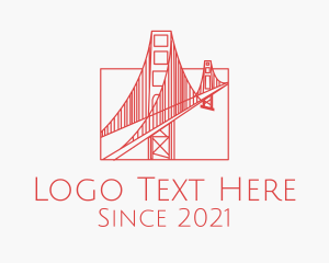 Golden Gate - Red Outline Bridge logo design