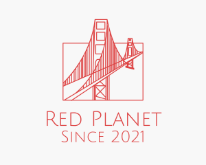 Red Outline Bridge  logo design