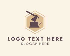 Log - Forest Woodcutting Axe logo design