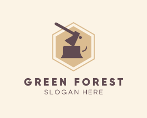 Forest Woodcutting Axe logo design