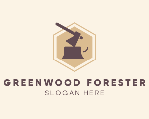 Woodcutting Axe Lumberjack logo design