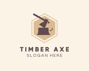 Woodcutting Axe Lumberjack logo design