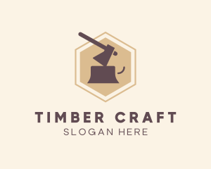 Woodcutting Axe Lumberjack logo design