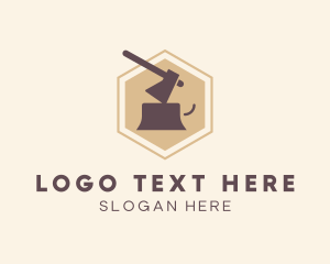 Woodcutting - Forest Woodcutting Axe logo design