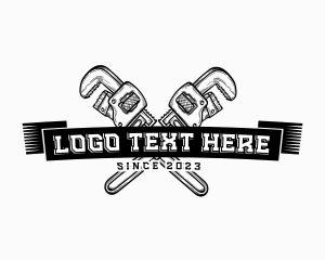 Tradesman - Plumbing Cross Wrench logo design