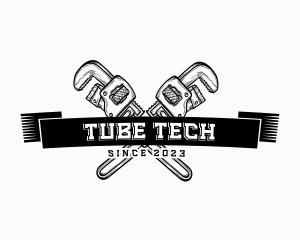 Tube - Plumbing Cross Wrench logo design