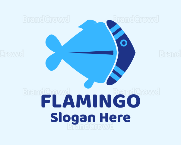 Blue Boomerang Fish Logo