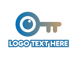 Eyeball - Monogram Key Lens logo design