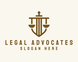 Judicial Justice Scale Shield logo design