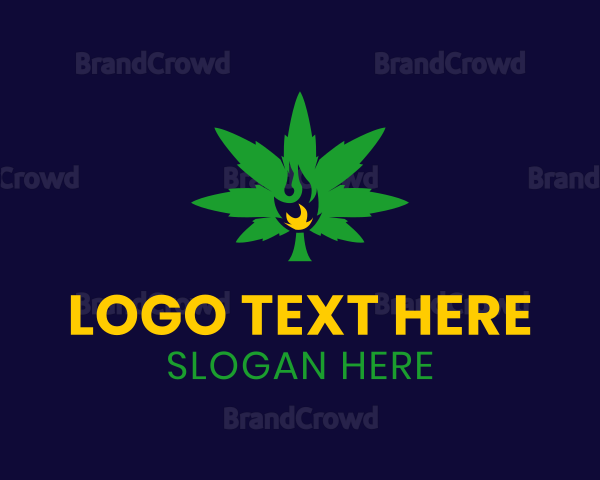 Cannabis Leaf Flame Logo