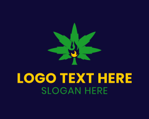 Plant - Cannabis Leaf Flame logo design