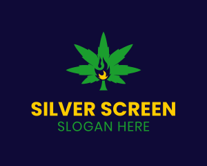 Cannabis Leaf Flame Logo