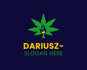 Cannabis Leaf Flame Logo
