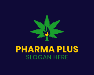 Drugs - Cannabis Leaf Flame logo design