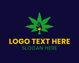 Cannabis Leaf Flame Logo