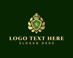 Decorative - Crown Shield Leaf logo design