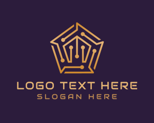 Website - Gold Pentagon Tech Circuit logo design