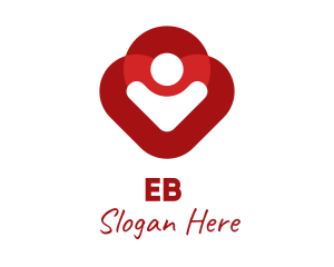 Clinic - Red Person Heart logo design