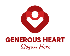 Red Person Heart  logo design