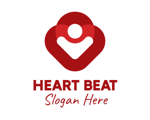 Red Person Heart  logo design