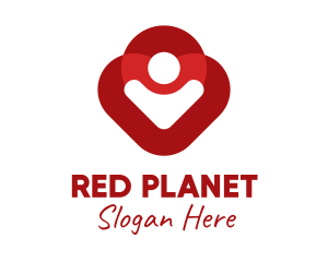 Red Person Heart  logo design