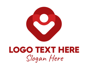 Heart Center - Red Person Heart logo design