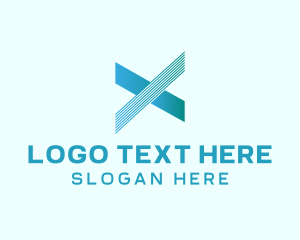 Application - Blue Line Motion Letter X logo design