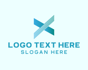 Typography - Blue Line Motion Letter X logo design