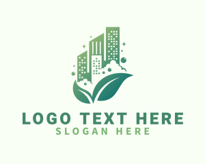 Leaf - Janitorial Cleaning Building logo design