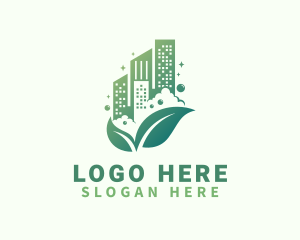 Eco Friendly - Janitorial Cleaning Building logo design