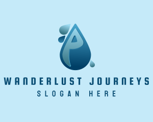 Hand Wash - Water Droplet Letter P logo design